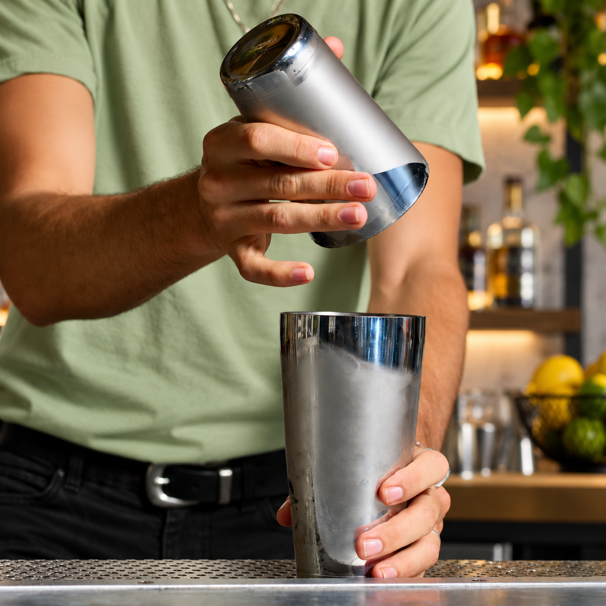 TIN-ON-TIN BOSTON SHAKER SILVER 