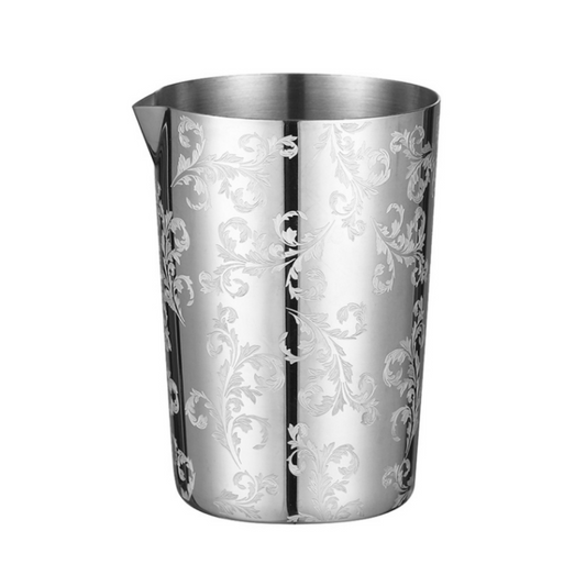 Mixing Glass Inox Leaves Silver 500ml - The Bartenders Corner