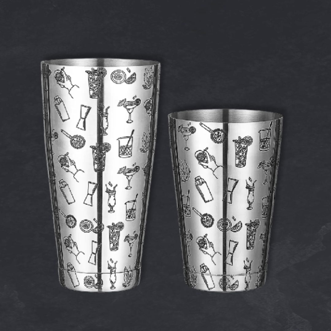 TIN-ON-TIN SHAKER COCKTAIL SHAPES SILVER